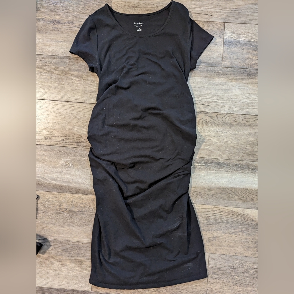 Bodycon black short sleeve maternity dress